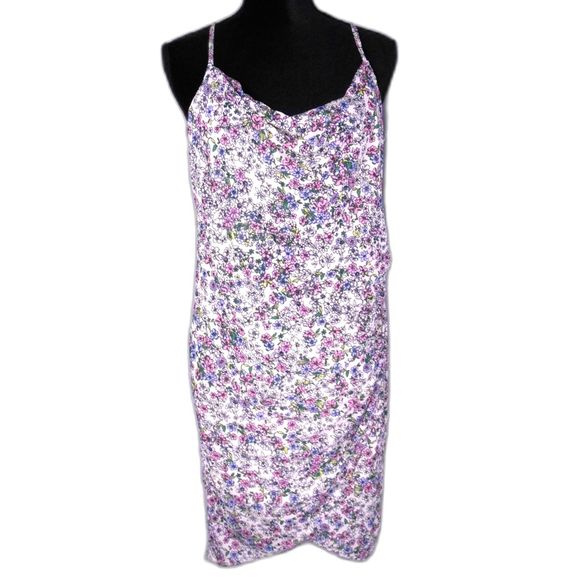 BCBGeneration Tulip Hem Floral Geranium Slip Dress Fully Lined 8 NWT (RK32) - Picture 1 of 9